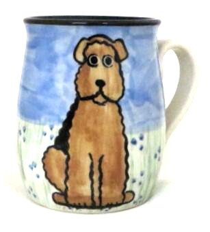 Airedale Terrier -Deluxe Mug - $39.00 : Karen Donleavy  Designs,Pottery,Animal Mugs,Plates,Kitchenware,Ikebana, by Karen Donleavy  also known as KD Mugs