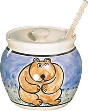 3 1/2" Honey Pot with Dipper - Click Image to Close